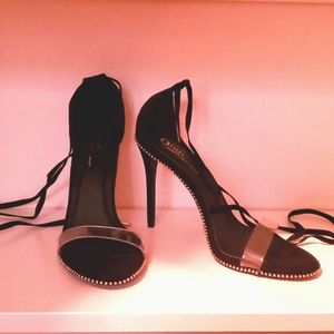 Brand new strappy black PVC sandals